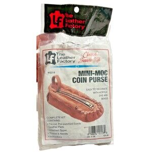 Vintage Leather Factory Mini Moc Coin Purse Kit #4214 Suede Leather NOS USA